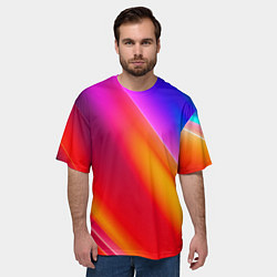Футболка оверсайз мужская Неоновая радуга, цвет: 3D-принт — фото 2