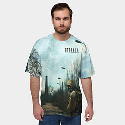 Футболка оверсайз мужская Stalker одиночка на дороге, цвет: 3D-принт — фото 2