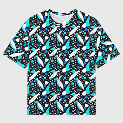 Мужская футболка оверсайз Листопад в синих тонах