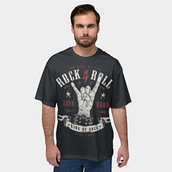 Футболка оверсайз мужская Rock and roll - жест козы, цвет: 3D-принт — фото 2