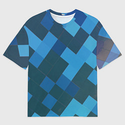 Футболка оверсайз мужская Синий прямоугольный паттерн, цвет: 3D-принт