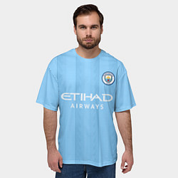 Футболка оверсайз мужская Манчестер Сити форма 2324 домашняя, цвет: 3D-принт — фото 2