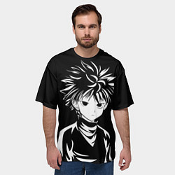 Футболка оверсайз мужская Киллуа - чб, цвет: 3D-принт — фото 2