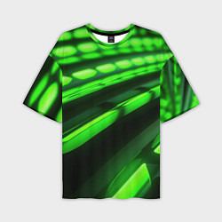 Футболка оверсайз мужская Green neon abstract, цвет: 3D-принт