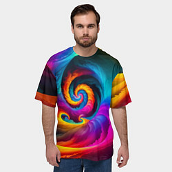 Футболка оверсайз мужская Радужная воронка, цвет: 3D-принт — фото 2