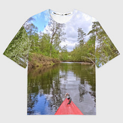 Футболка оверсайз мужская Красная байдарка, цвет: 3D-принт