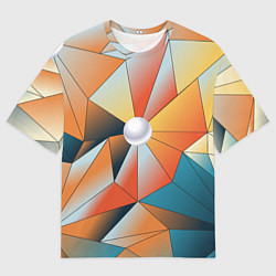 Мужская футболка оверсайз Жемчужина - градиент из полигональных треугольнико