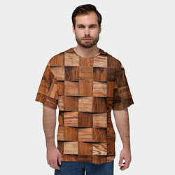 Футболка оверсайз мужская Деревянные квадраты, цвет: 3D-принт — фото 2