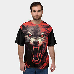 Футболка оверсайз мужская Злой волк, цвет: 3D-принт — фото 2