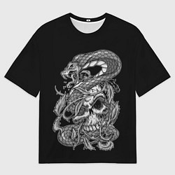Мужская футболка оверсайз Cobra and skull