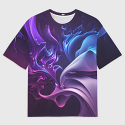 Футболка оверсайз мужская Сине-фиолетовый всплеск, цвет: 3D-принт