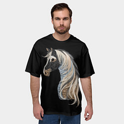 Футболка оверсайз мужская Вышивка Лошадь, цвет: 3D-принт — фото 2