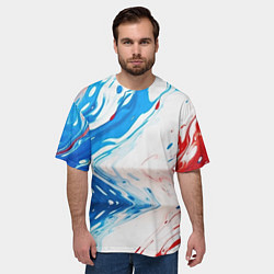 Футболка оверсайз мужская Белые синие красные брызги, цвет: 3D-принт — фото 2