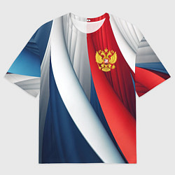 Мужская футболка оверсайз Герб России абстракция