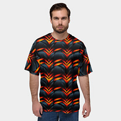 Футболка оверсайз мужская Orange abstract black, цвет: 3D-принт — фото 2