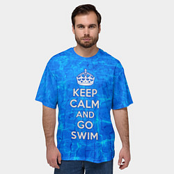 Футболка оверсайз мужская Будь спокоен и плавай, цвет: 3D-принт — фото 2