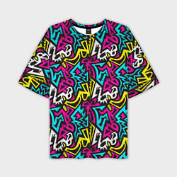 Мужская футболка оверсайз Цветные зигзаги Colored zigzags