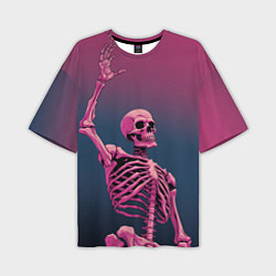 Футболка оверсайз мужская Розовый скелет, цвет: 3D-принт