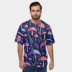 Футболка оверсайз мужская Грибы паттерн, цвет: 3D-принт — фото 2