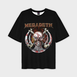 Футболка оверсайз мужская Megadeth - боевой череп, цвет: 3D-принт