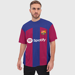 Футболка оверсайз мужская ФК Барселона форма 2324 домашняя, цвет: 3D-принт — фото 2
