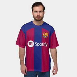 Футболка оверсайз мужская Гави Барселона форма 2324 домашняя, цвет: 3D-принт — фото 2