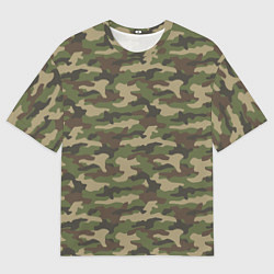 Мужская футболка оверсайз Камуфляж лесной зелёный