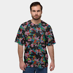 Футболка оверсайз мужская Модный разноцветный камуфляж, цвет: 3D-принт — фото 2
