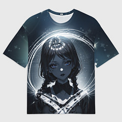 Футболка оверсайз мужская Аниме готическая девушка с двумя косами, цвет: 3D-принт