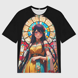 Футболка оверсайз мужская Ай айдол - звездное дитя - витраж, цвет: 3D-принт