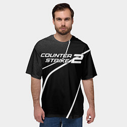 Футболка оверсайз мужская Counter strike 2 - white line, цвет: 3D-принт — фото 2