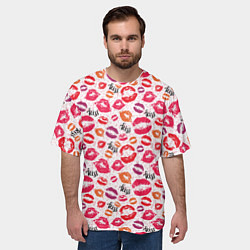 Футболка оверсайз мужская Поцелуи - kiss, цвет: 3D-принт — фото 2