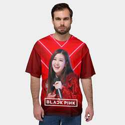 Футболка оверсайз мужская Rose Blackpink red, цвет: 3D-принт — фото 2