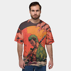 Футболка оверсайз мужская Зоро на закате - One Piece, цвет: 3D-принт — фото 2