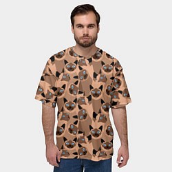 Футболка оверсайз мужская Сиамские кошки с голубыми глазами, цвет: 3D-принт — фото 2