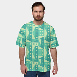 Футболка оверсайз мужская Green geometry, цвет: 3D-принт — фото 2
