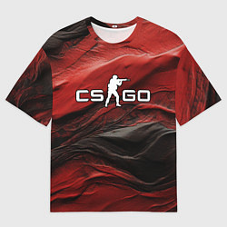 Мужская футболка оверсайз Dark red CS GO