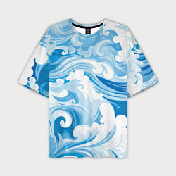 Мужская футболка оверсайз Голубые волны
