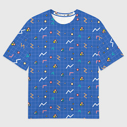 Мужская футболка оверсайз Figures on blue