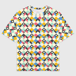 Мужская футболка оверсайз Абстракция из цветных кубиков