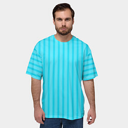 Футболка оверсайз мужская Полосатый голубой, цвет: 3D-принт — фото 2