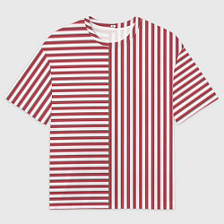 Мужская футболка оверсайз Красный полосатый фон