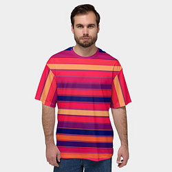 Футболка оверсайз мужская Полосатый ярко-красный, цвет: 3D-принт — фото 2