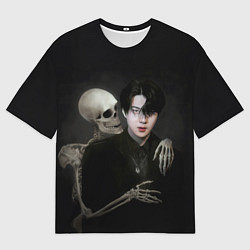 Футболка оверсайз мужская Сехун со скелетом, цвет: 3D-принт