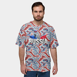 Футболка оверсайз мужская Happy Russia волнистые узоры, цвет: 3D-принт — фото 2