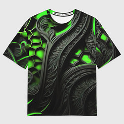 Мужская футболка оверсайз Green black abstract
