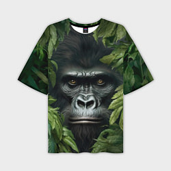 Мужская футболка оверсайз Горилла в джунгях