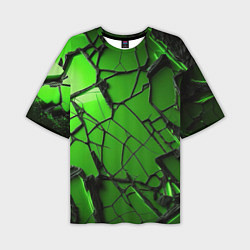 Футболка оверсайз мужская Зеленое треснутое стекло, цвет: 3D-принт