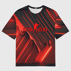 Мужская футболка оверсайз CS GO red neon