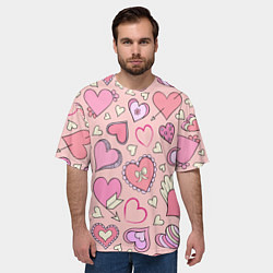 Футболка оверсайз мужская Many many hearts, цвет: 3D-принт — фото 2